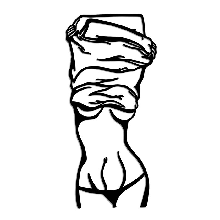 Wallity Undressing Woman Escultura de pared de metal negra Wallity Undressing Woman Escultura de pared de metal negra